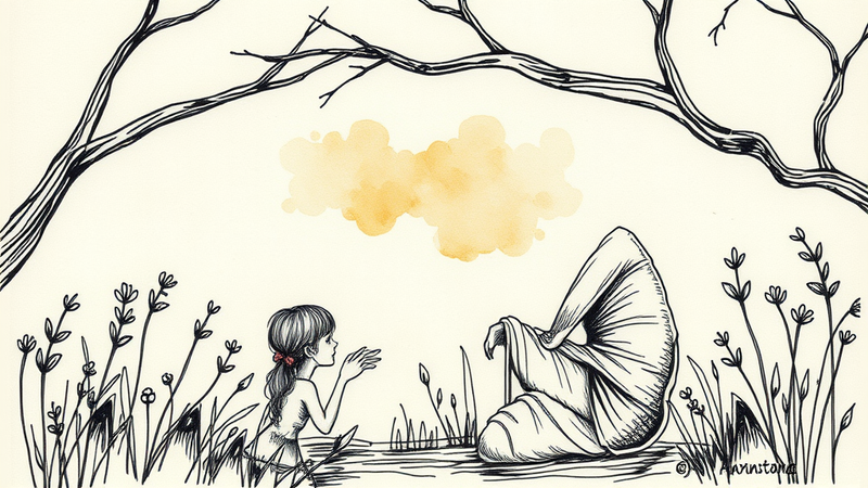 Cartoon image of a stressed-out student surrounded by books and papers, but with a smile on their face.